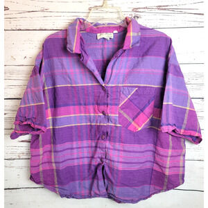 Ms. Blake Devon Pink Plaid Grandma Granny Core Button Front Crop Top 20W